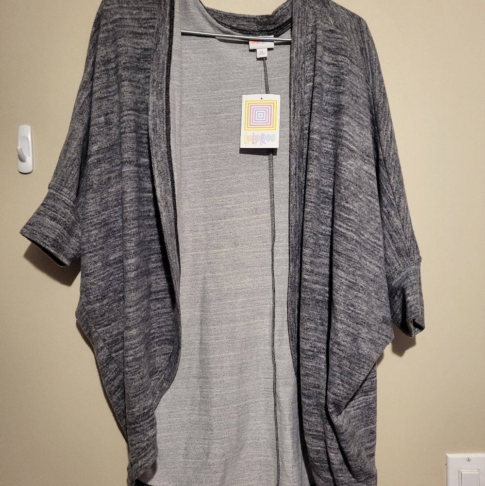 Gray Open-Front Cardigan